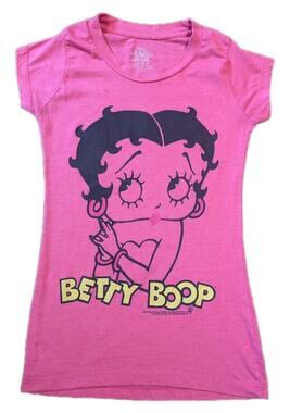 Betty Boop Women’s Small Pink Graphic T Shirt TNT Fitted Cap Sleeve Tee